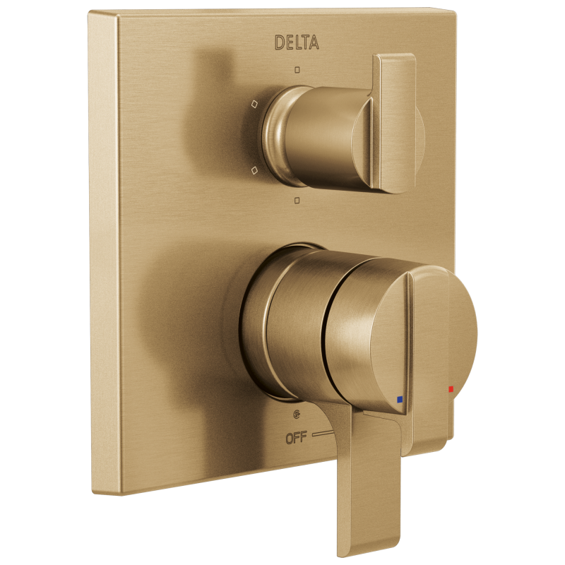 DELTA Ara Angular Modern Monitor 17 Series Valve Trim with 6-Setting Integrated Diverter — Champagne Bronze