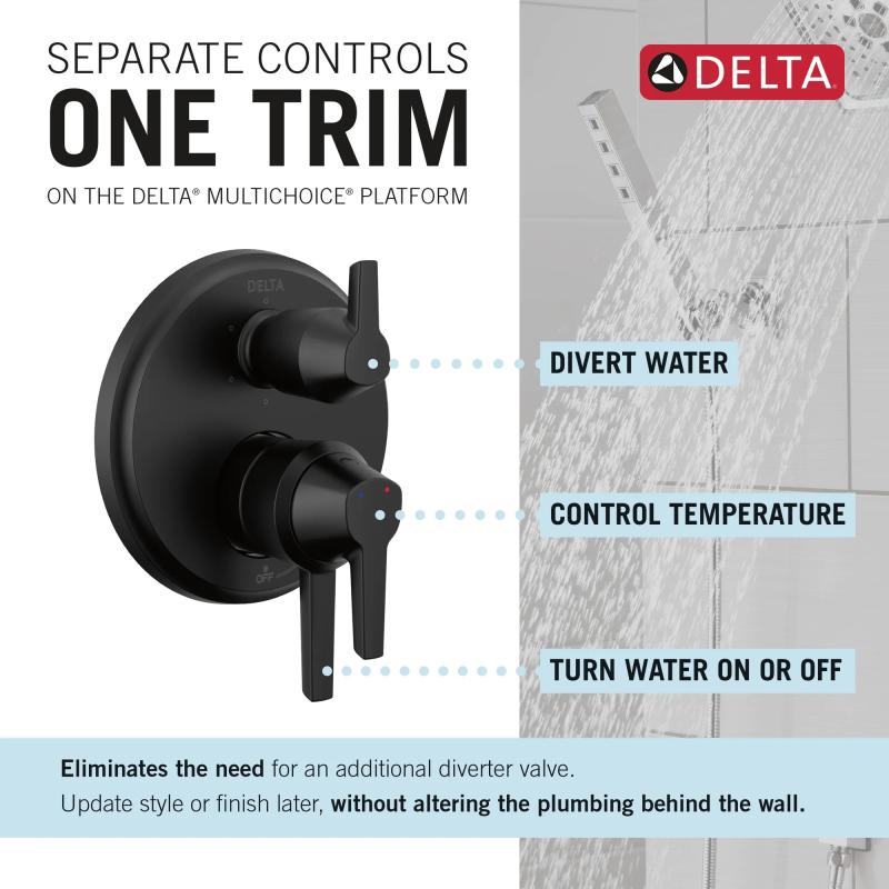 DELTA Galeon 17S Integrated Diverter Trim - 6 Setting — Matte Black