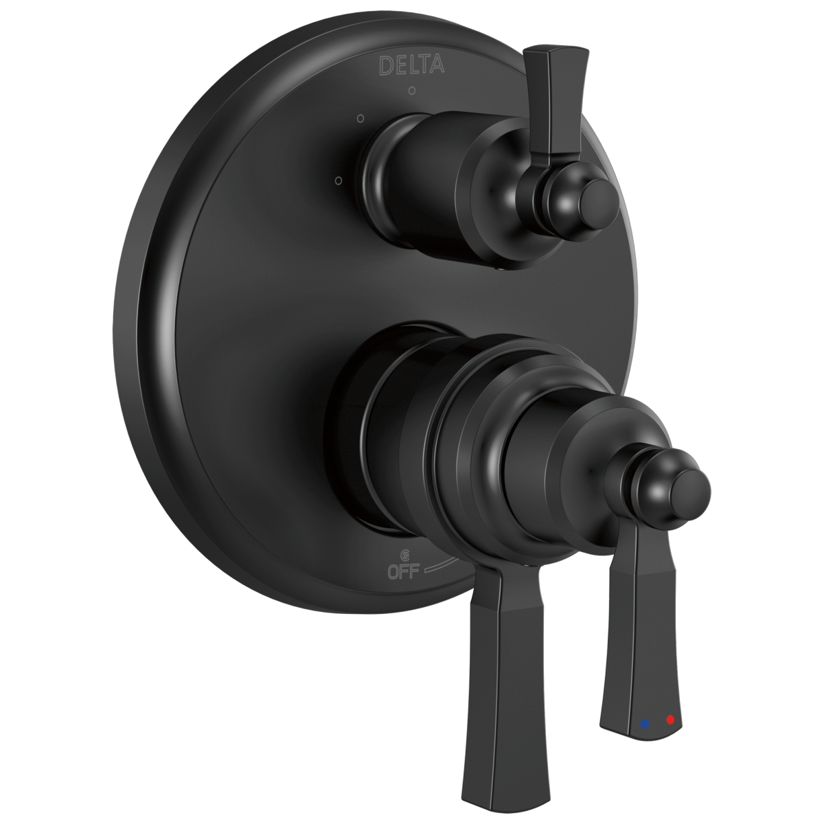 DELTA Dorval Traditional 2-Handle Monitor 17T Series Valve Trim with 3 Setting Diverter — Matte Black