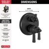 DELTA Dorval Traditional 2-Handle Monitor 17T Series Valve Trim with 3 Setting Diverter — Matte Black