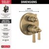 DELTA Dorval Traditional 2-Handle Monitor 17T Series Valve Trim with 3 Setting Diverter — Champagne Bronze