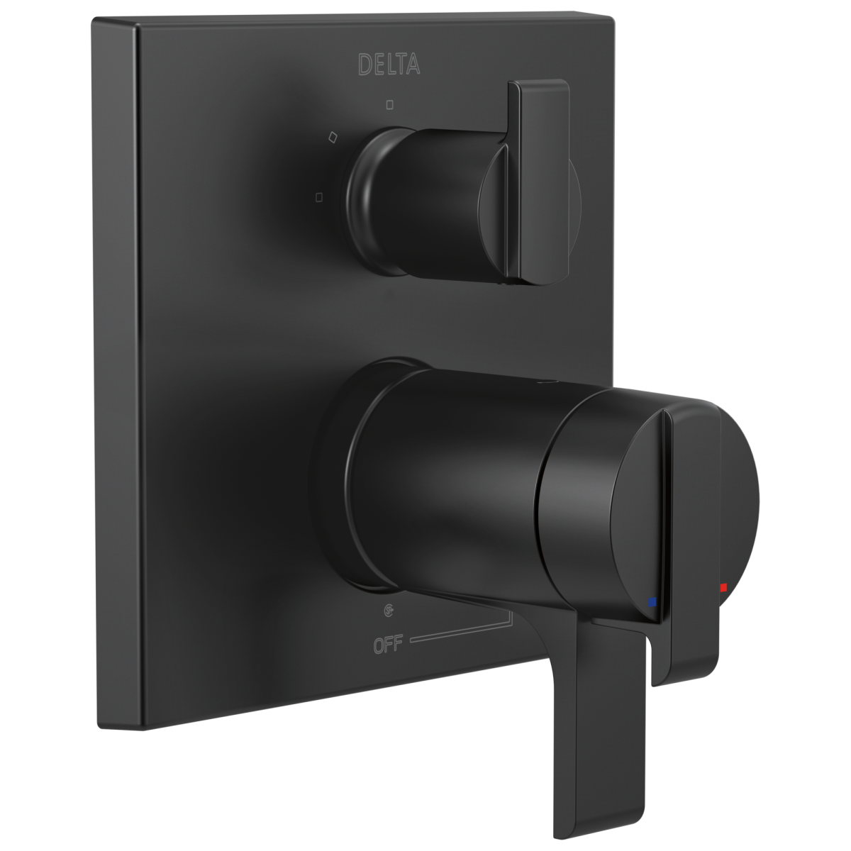 DELTA Ara Angular Modern TempAssure 17T Series Valve Trim with 3-Setting Integrated Diverter — Matte Black
