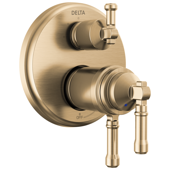 DELTA Broderick 17T Series Integrated Diverter Trim 3-Setting — Lumicoat® Champagne Bronze