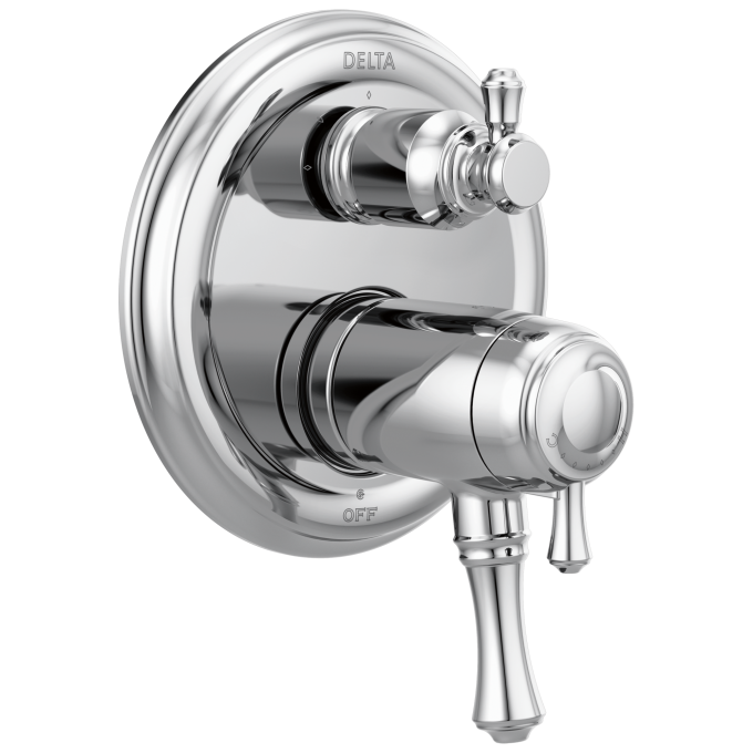 DELTA Cassidy Traditional 2-Handle TempAssure 17T Series Valve Trim with 3-Setting Integrated Diverter — Chrome