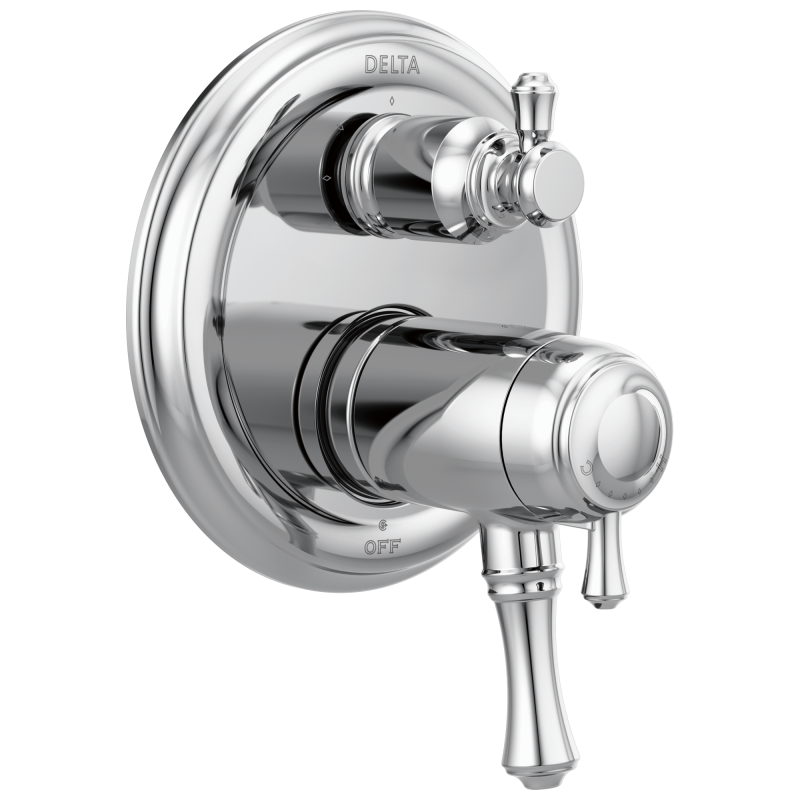 DELTA Cassidy Traditional 2-Handle TempAssure 17T Series Valve Trim with 3-Setting Integrated Diverter — Chrome