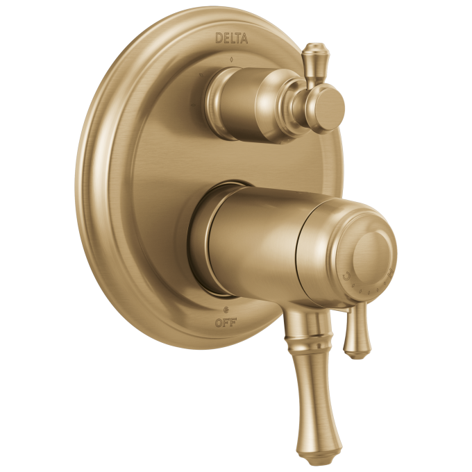 DELTA Cassidy Traditional TempAssure 17T Series Valve Trim with 3-Setting Integrated Diverter — Champagne Bronze