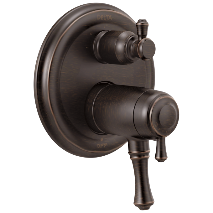 DELTA Cassidy Traditional 2-Handle TempAssure 17T Series Valve Trim with 3-Setting Integrated Diverter — Venetian Bronze