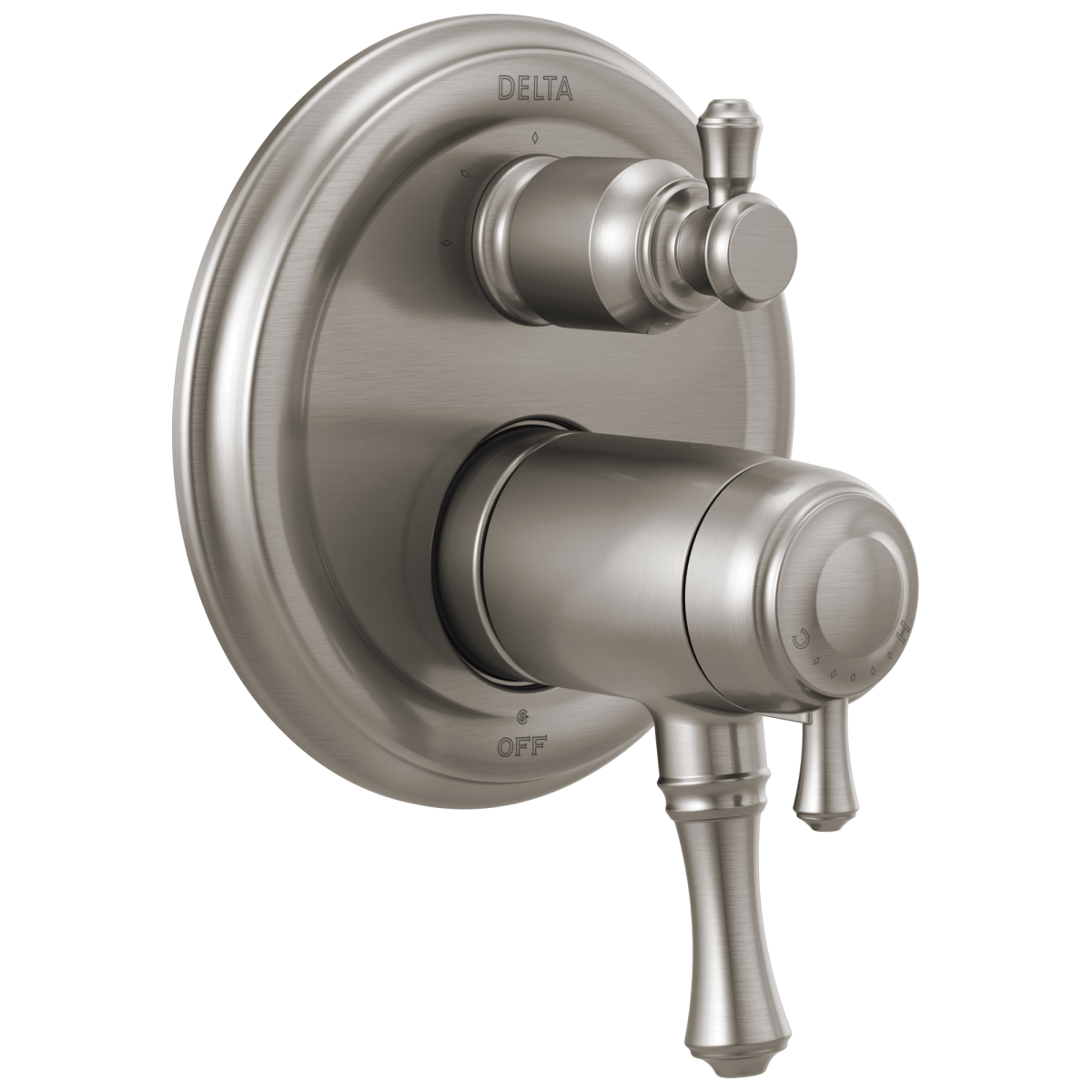 DELTA Cassidy Traditional 2-Handle TempAssure 17T Series Valve Trim with 3-Setting Integrated Diverter — Stainless