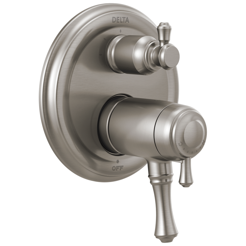 DELTA Cassidy Traditional 2-Handle TempAssure 17T Series Valve Trim with 3-Setting Integrated Diverter — Stainless