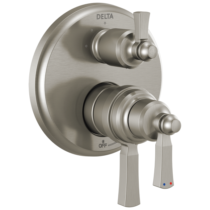 DELTA Dorval Traditional 2-Handle Monitor 17T Series Valve Trim with 6 Setting Diverter — Stainless