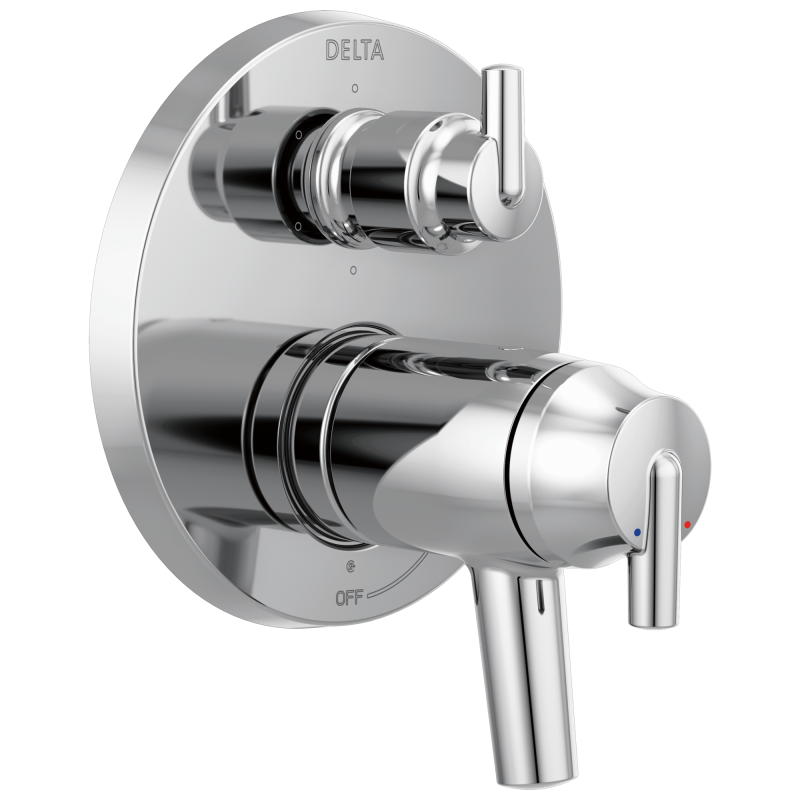 DELTA Trinsic Contemporary Two Handle TempAssure 17T Series Valve Trim with 6-Setting Integrated Diverter — Chrome