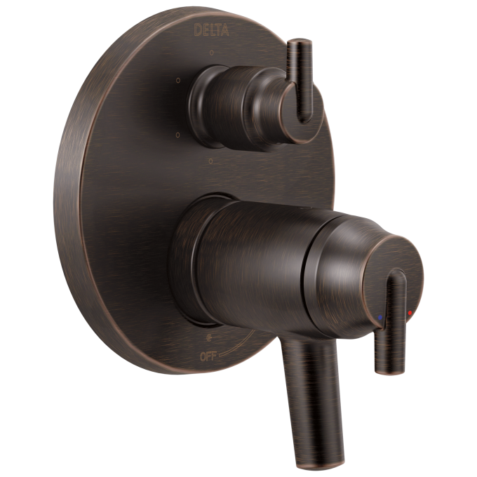 DELTA Trinsic Contemporary Two Handle TempAssure 17T Series Valve Trim with 6-Setting Integrated Diverter — Venetian Bronze