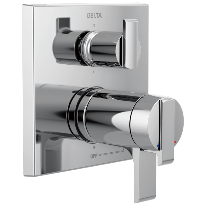 DELTA Ara Angular Modern TempAssure 17T Series Valve Trim with 6-Setting Integrated Diverter — Chrome