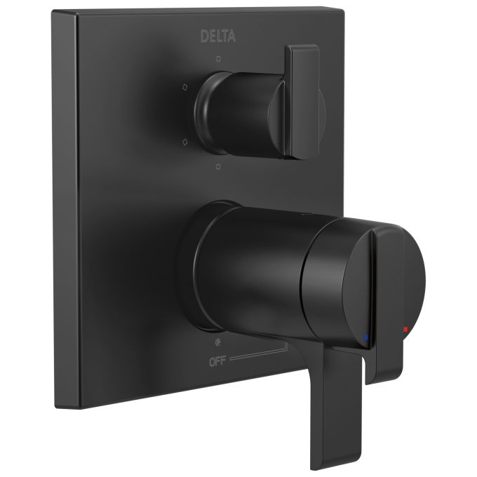 DELTA Ara Angular Modern TempAssure 17T Series Valve Trim with 6-Setting Integrated Diverter — Matte Black