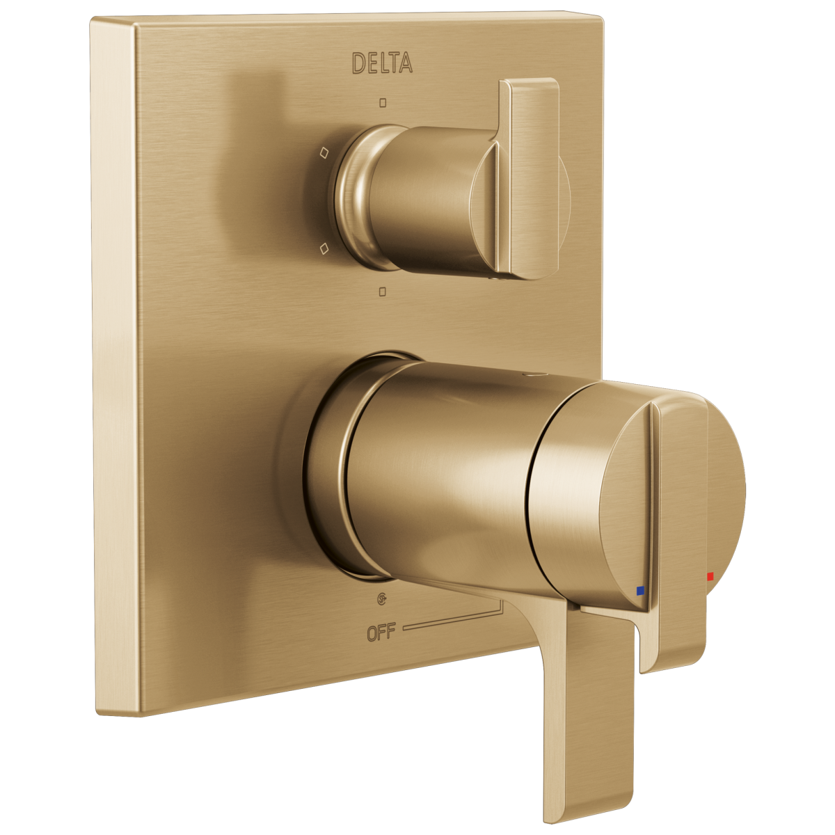 DELTA Ara Angular Modern TempAssure 17T Series Valve Trim with 6-Setting Integrated Diverter — Champagne Bronze