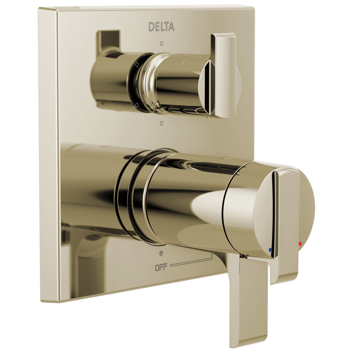 DELTA Ara Angular Modern TempAssure 17T Series Valve Trim with 6-Setting Integrated Diverter — Polished Nickel