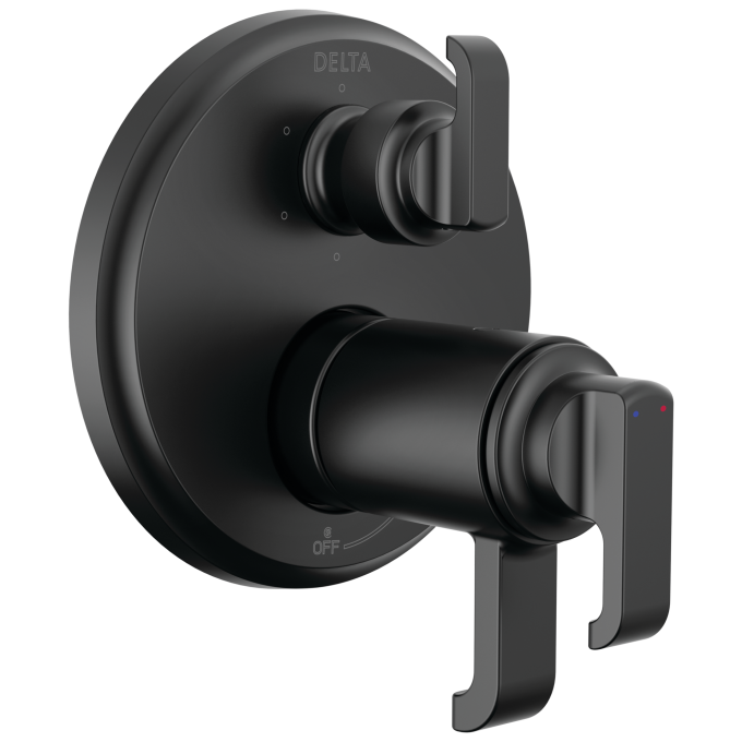 DELTA Tetra TempAssure 17T Series Integrated Diverter Trim with 6-Setting — Matte Black