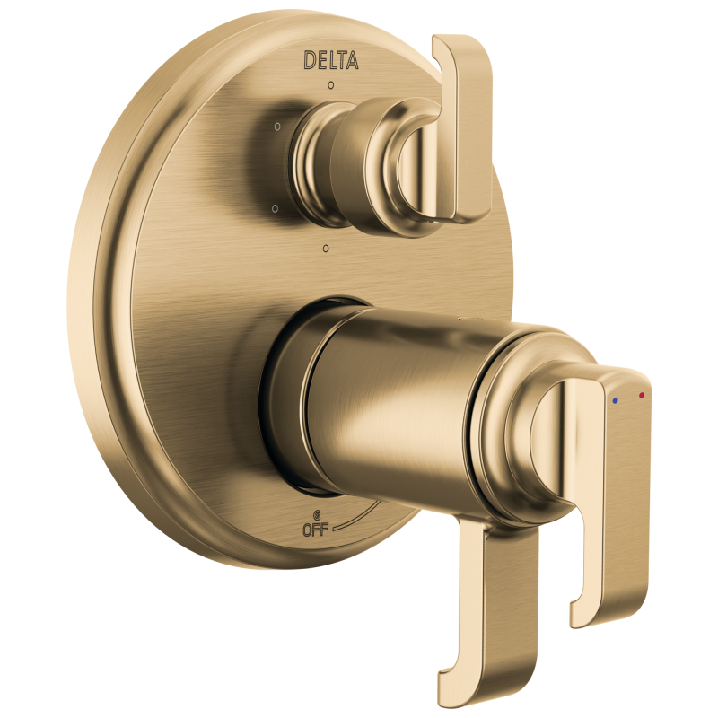 DELTA Tetra TempAssure 17T Series Integrated Diverter Trim with 6-Setting — Lumicoat® Champagne Bronze