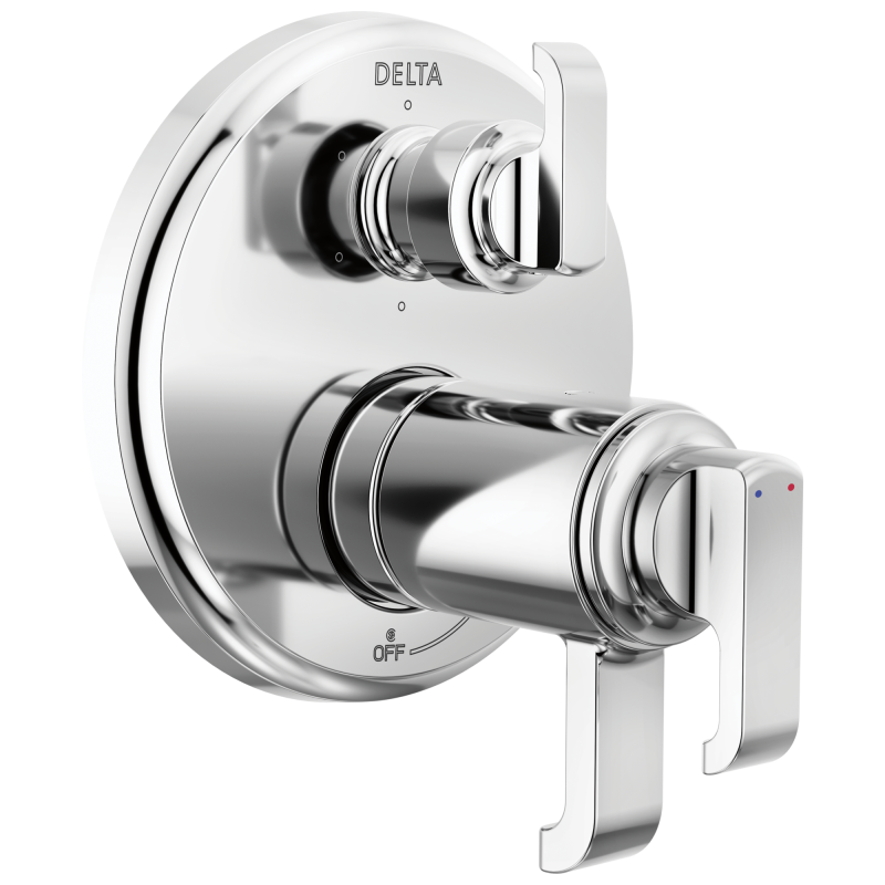 DELTA Tetra TempAssure 17T Series Integrated Diverter Trim with 6-Setting — Lumicoat® Chrome