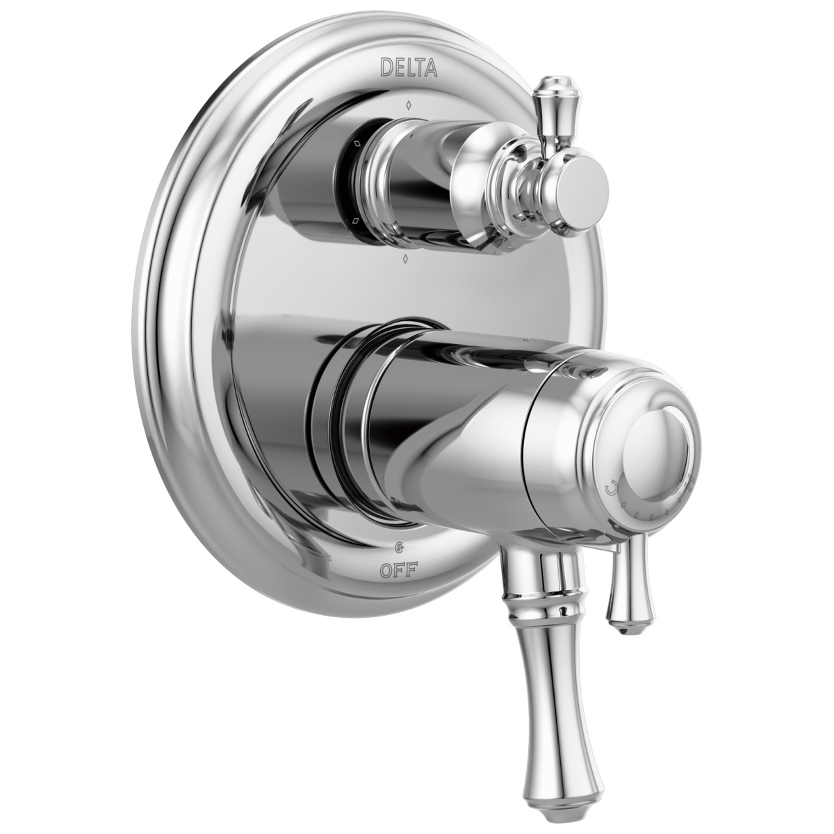 DELTA Cassidy Traditional 2-Handle TempAssure 17T Series Valve Trim with 6-Setting Integrated Diverter — Chrome
