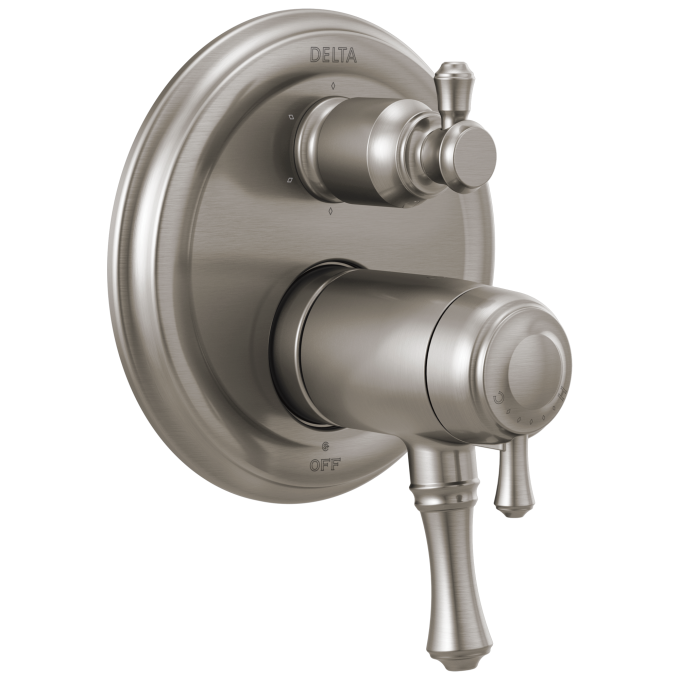 DELTA Cassidy Traditional 2-Handle TempAssure 17T Series Valve Trim with 6-Setting Integrated Diverter — Stainless