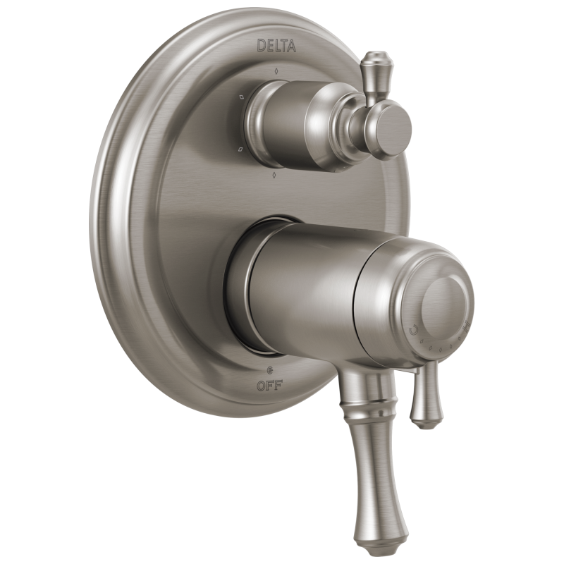 DELTA Cassidy Traditional 2-Handle TempAssure 17T Series Valve Trim with 6-Setting Integrated Diverter — Stainless