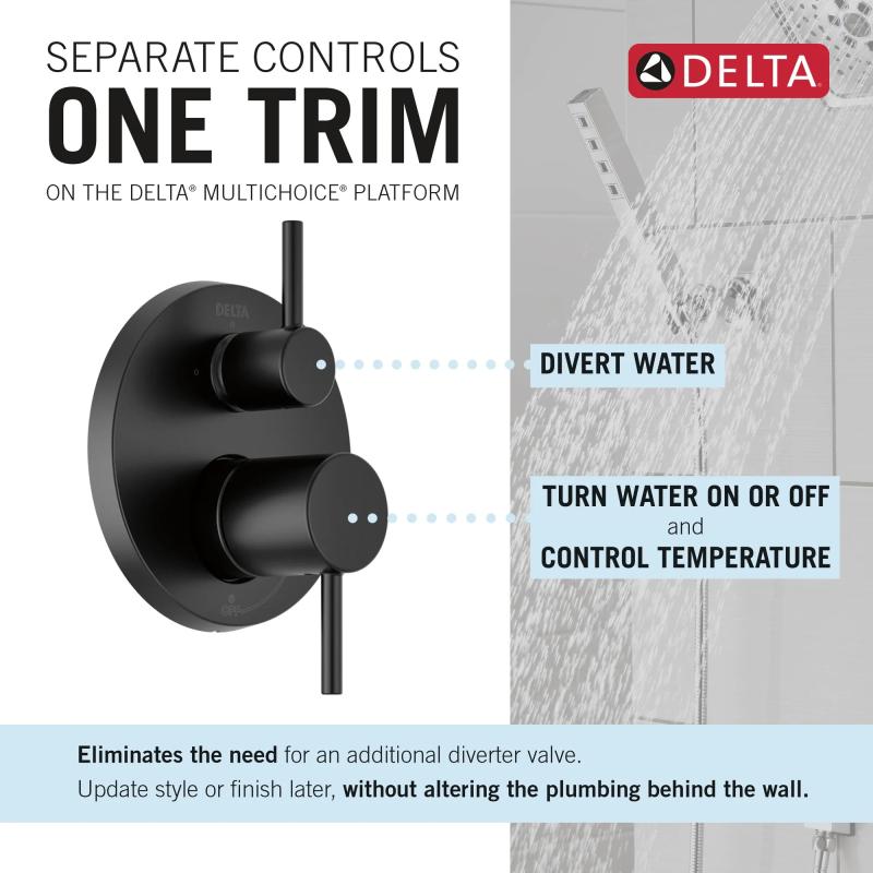 DELTA Modern Monitor 14 Series Shower with Raincan & Hand Shower — Matte Black
