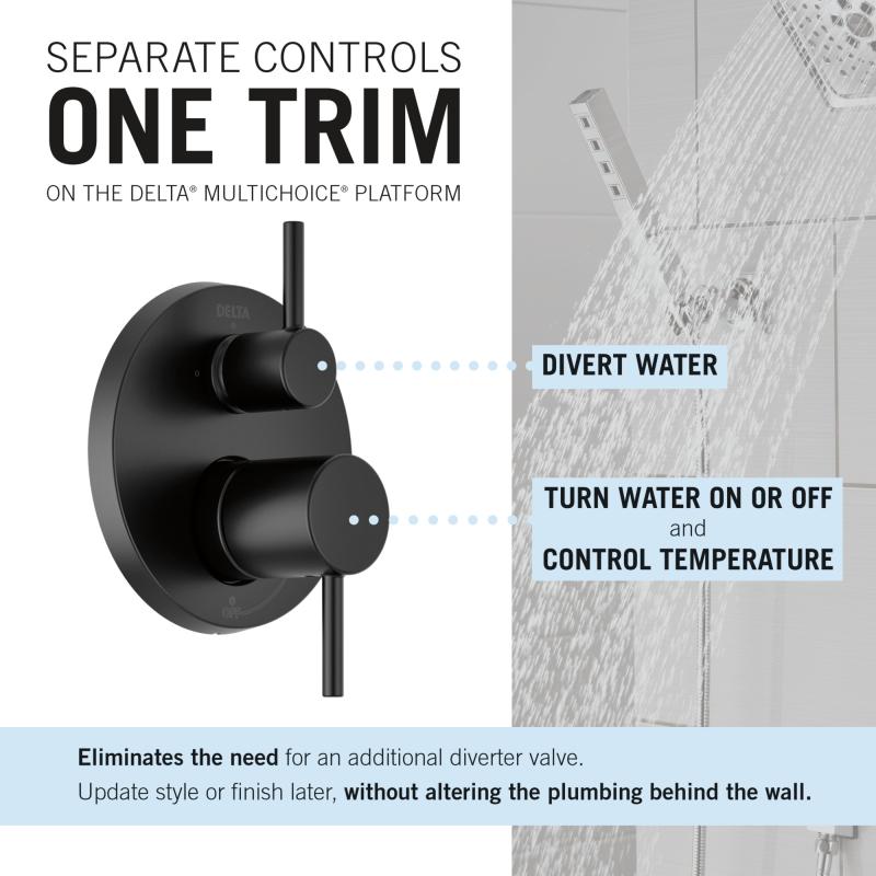 DELTA Modern Monitor 14 Series Shower with Raincan & Hand Shower — Matte Black