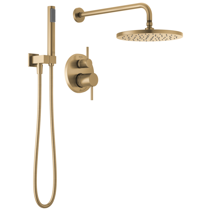 DELTA Modern Monitor 14 Series Shower with Raincan & Hand Shower — Champagne Bronze
