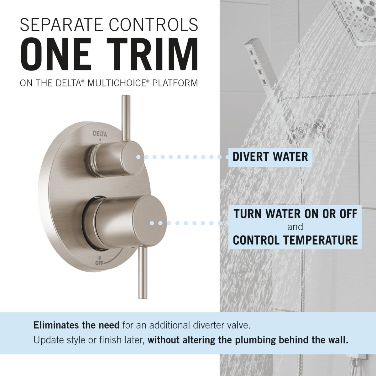DELTA Modern Monitor 14 Series Shower with Raincan & Hand Shower — Spotshield Brushed Nickel