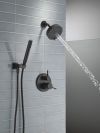 DELTA Modern 14S Shower Trim w Fixed Head & Hand Shower — Matte Black