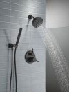 DELTA Modern 14S Shower Trim w Fixed Head & Hand Shower — Matte Black