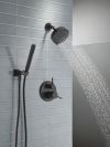 DELTA Modern 14S Shower Trim w Fixed Head & Hand Shower — Matte Black