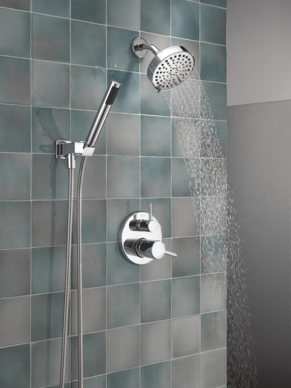 DELTA Modern 14S Shower Trim w Fixed Head & Hand Shower — Chrome