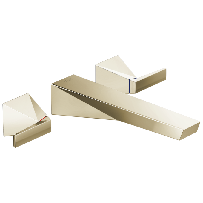 DELTA Trillian Two Handle Wall Mount Bathroom Faucet Trim — Lumicoat® Polished Nickel