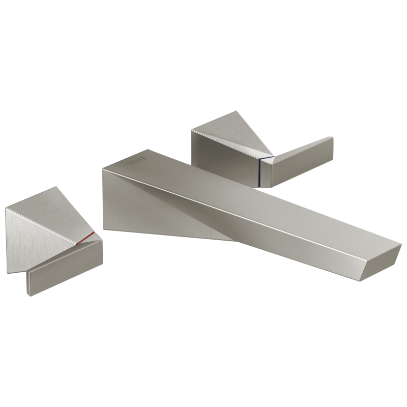 DELTA Trillian Two Handle Wall Mount Bathroom Faucet Trim — Lumicoat® Stainless