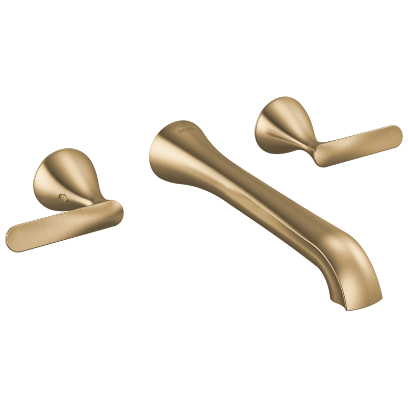 DELTA Bonacci Two Handle Wall Mount Bathroom Faucet — Lumicoat® Champagne Bronze