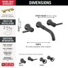 DELTA Trinsic Two Handle Wall Mount Bathroom Faucet — Matte Black