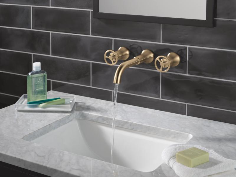 DELTA Trinsic Wheel Handle - Wall Mount Lav — Champagne Bronze