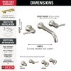 DELTA Trinsic Two Handle Wall Mount Bathroom Faucet — Stainless
