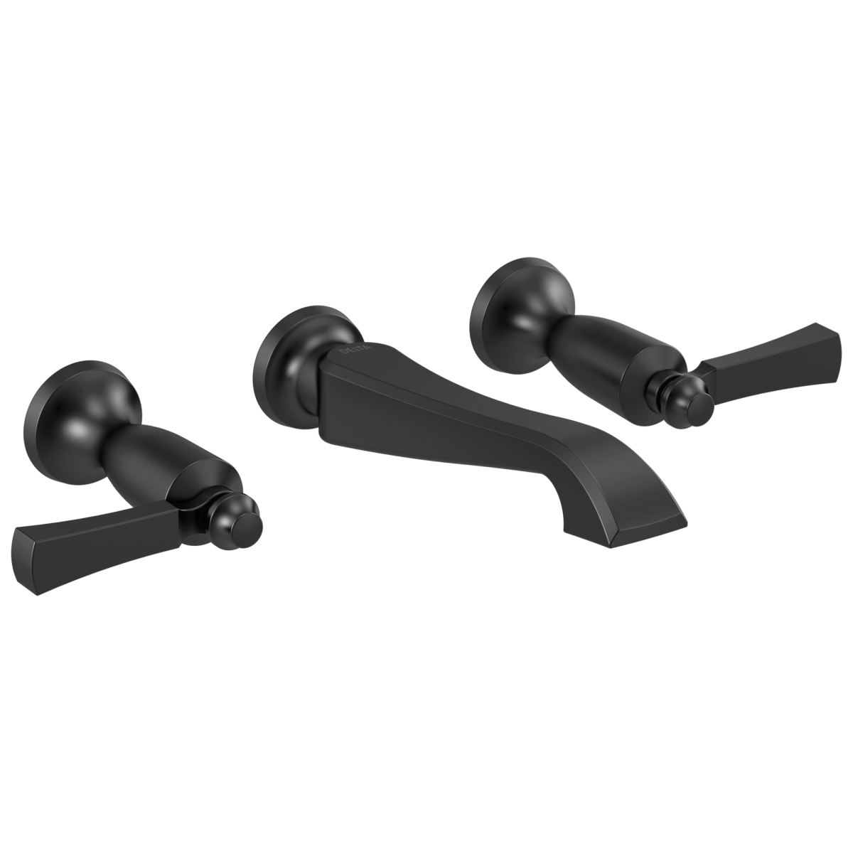 DELTA Dorval Two Handle Wall Mount Bathroom Faucet Trim Only — Matte Black