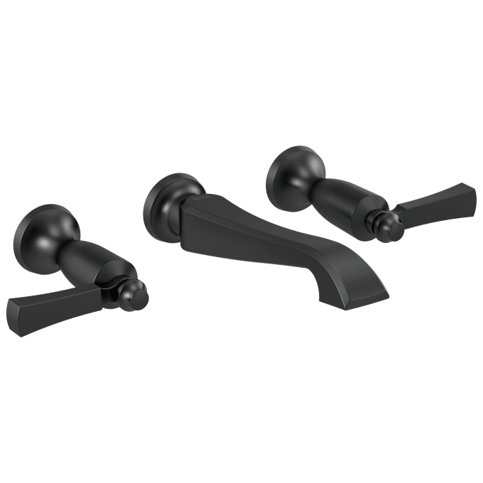 DELTA Dorval Two Handle Wall Mount Bathroom Faucet Trim Only — Matte Black