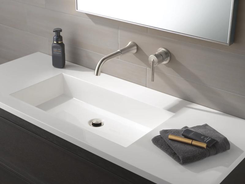 DELTA Trinsic Single Handle Wall Mount Bathroom Faucet Trim — Stainless