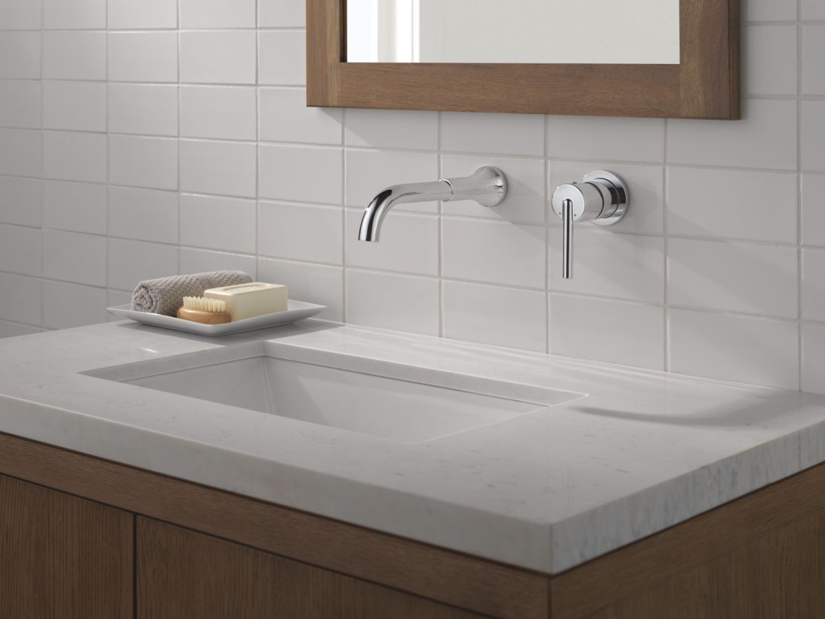 DELTA Trinsic Single Handle Wall Mount Bathroom Faucet Trim — Chrome