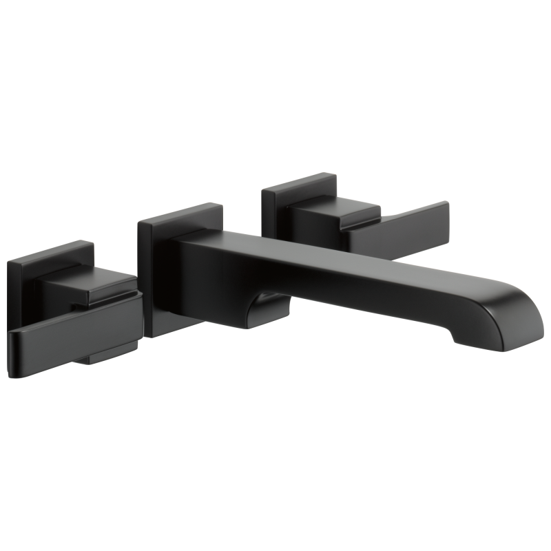 DELTA Ara Two Handle Wall Mount Bathroom Faucet Trim — Matte Black