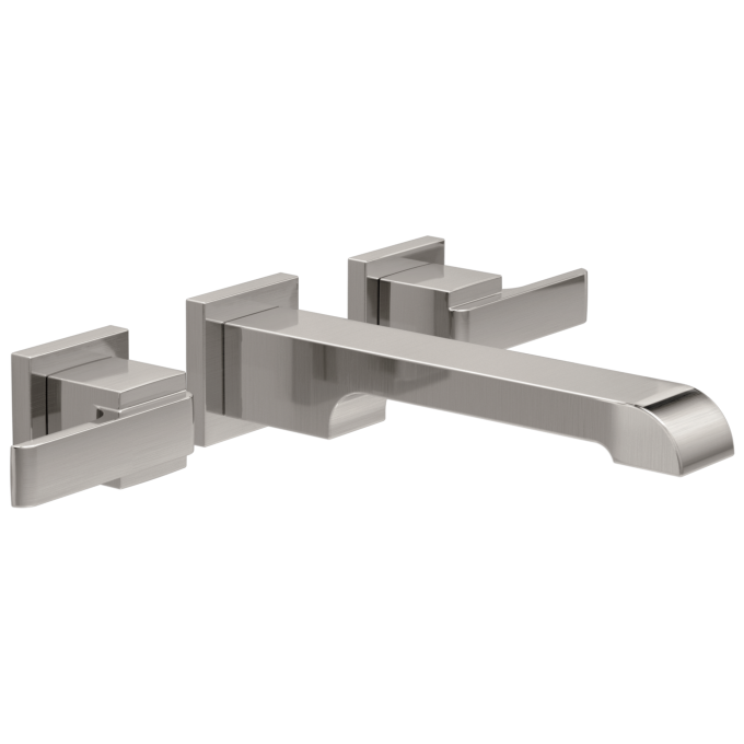 DELTA Ara Two Handle Wall Mount Bathroom Faucet Trim — Stainless