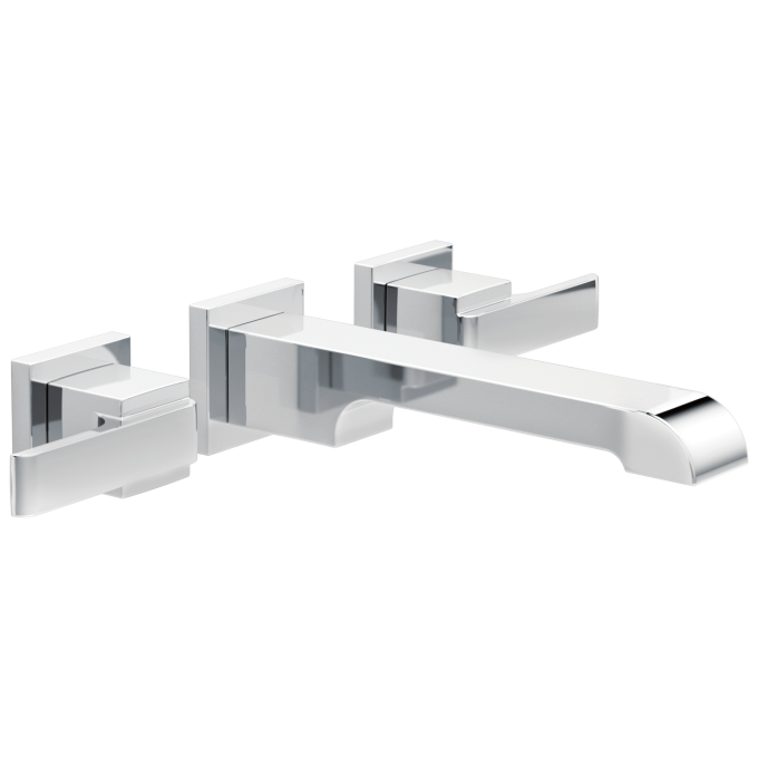 DELTA Ara Two Handle Wall Mount Bathroom Faucet Trim — Chrome