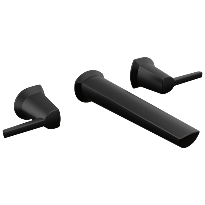 DELTA Galeon Two Handle Wall Mount Bathroom Faucet — Matte Black