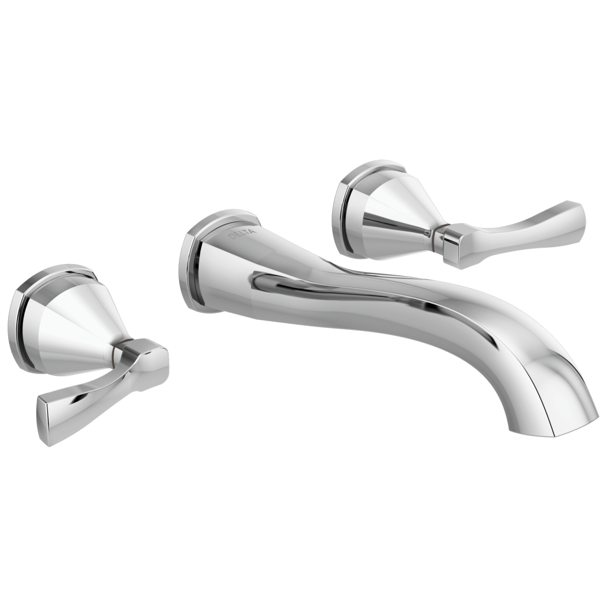 DELTA Stryke Two Handle Wall Mount Bathroom Faucet Trim — Lumicoat® Chrome