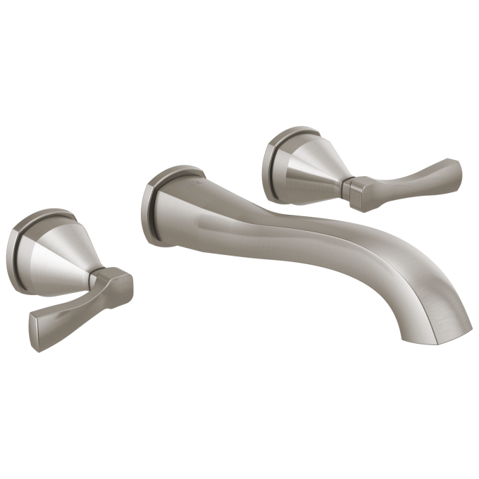 DELTA Stryke Two Handle Wall Mount Bathroom Faucet Trim — Lumicoat® Stainless